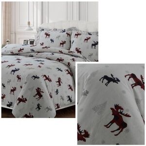 Queen 3pc Moose Print Duvet Cover